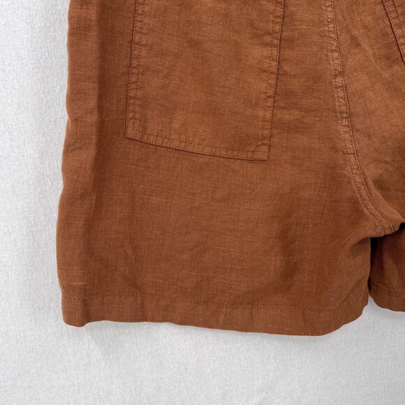 ENZA COSTA Linen High Waisted Short Womens Medium Brown Lightweight Quiet Luxury - Picture 14 of 16